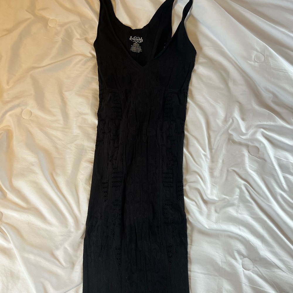 Free People Black Sheath Midi Dress Spaghetti Strap
